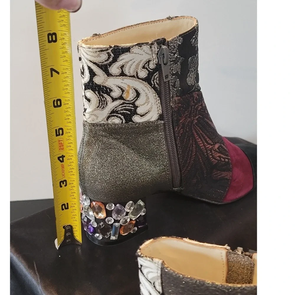 Anthropolgie Betty Mueller Suede Ankle Boots Burgundy Black 38